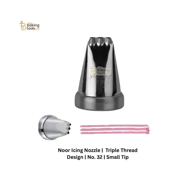 Noor Icing Nozzle | Triple Thread Design | No. 32 | Small Tip - thebakingtools.com