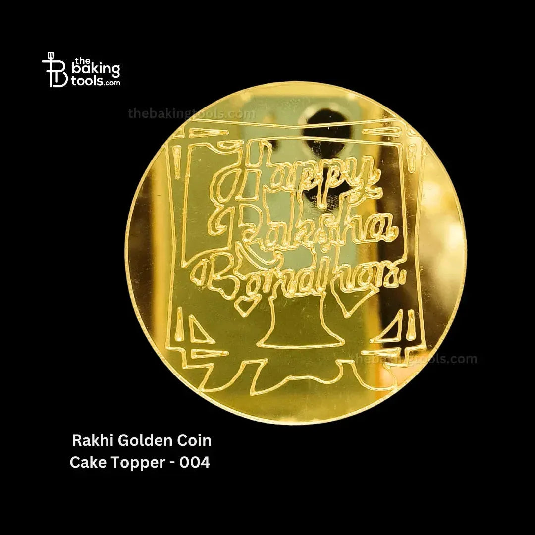 Rakhi Golden Acryllic Coin Cake Topper - 004 - thebakingtools.com
