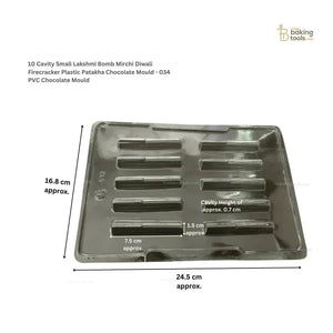 10 Cavity Small Lakshmi Bomb Mirchi Diwali Firecracker Plastic Patakha Chocolate Mould - 034 | PVC Chocolate Mould - thebakingtools.com