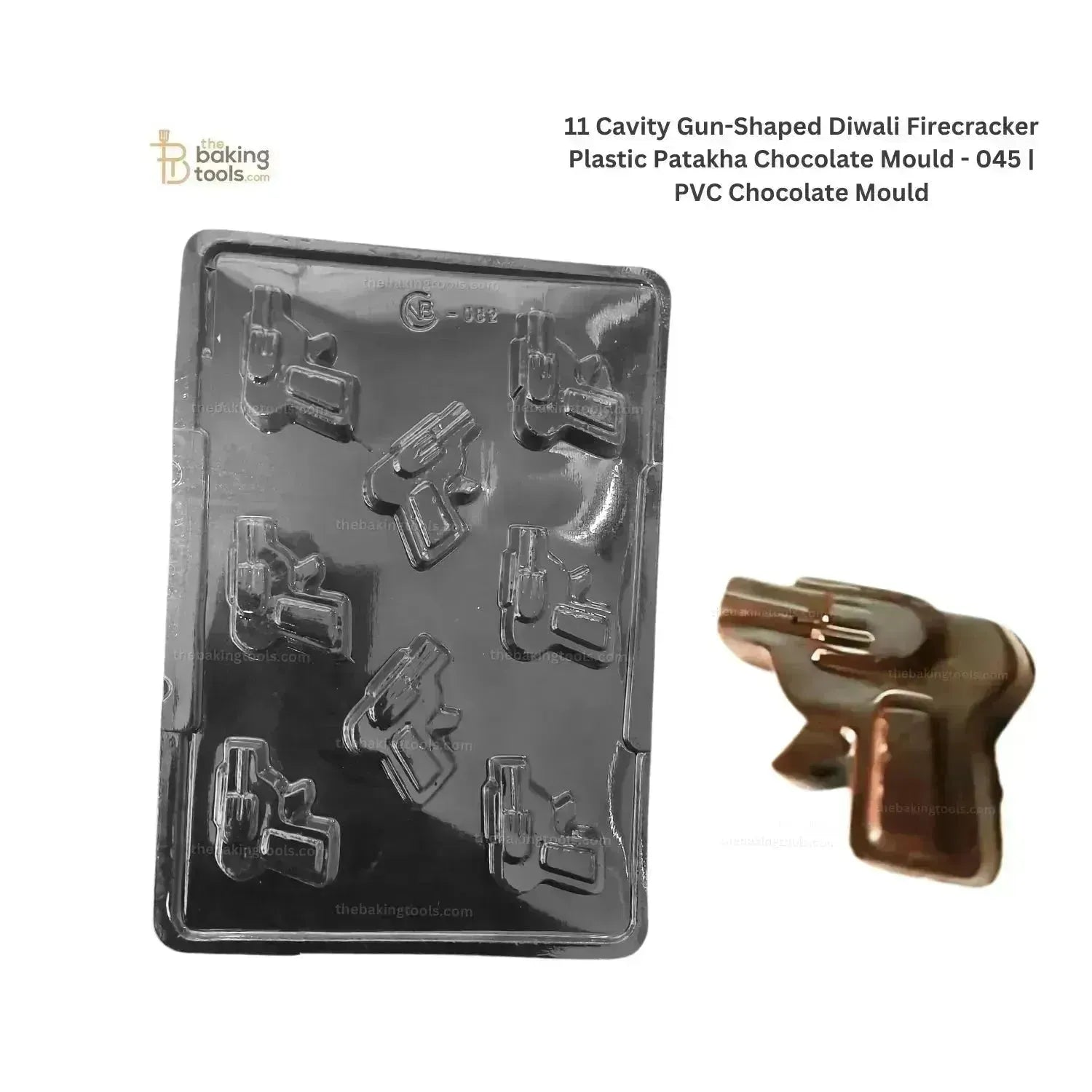 8 Cavity Gun-Shaped Diwali Firecracker Plastic Patakha Chocolate Mould - 045 | PVC Chocolate Mold - thebakingtools.com