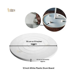 12 Inch White Plastic Drum Board - thebakingtools.com