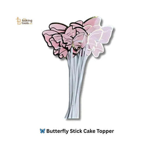 🦋 Butterfly Stick Cake Topper - Pink with Golden Border - thebakingtools.com