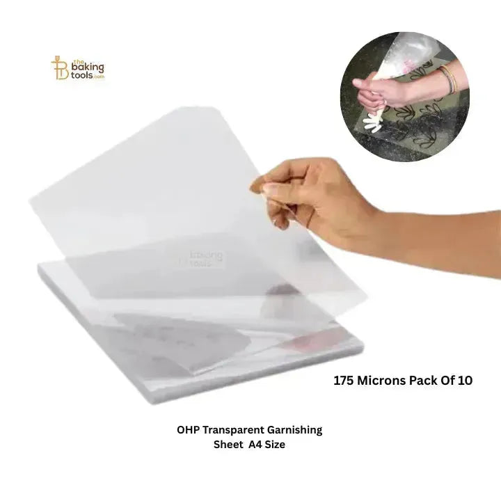 OHP Transparent Garnishing Sheet (175 Microns) - Pack Of 10 - thebakingtools.com