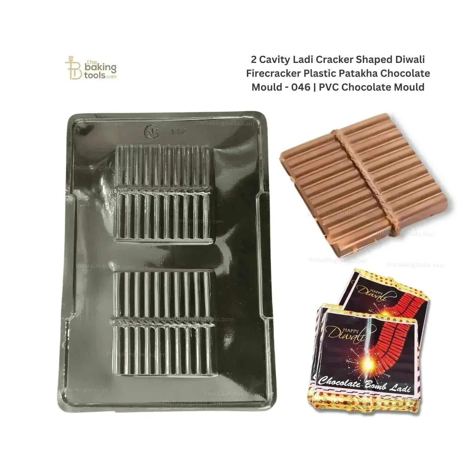 2 Cavity Ladi Cracker Shaped Diwali Firecracker Plastic Patakha Chocolate Mould - 046 | PVC Chocolate Mould - thebakingtools.com
