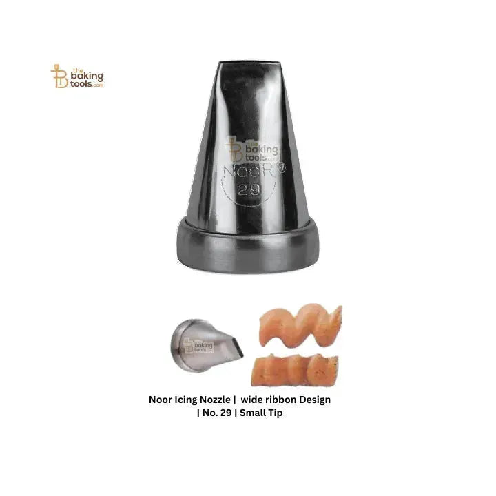 Noor Icing Nozzle | wide ribbon Design | No. 29 | Small Tip - thebakingtools.com