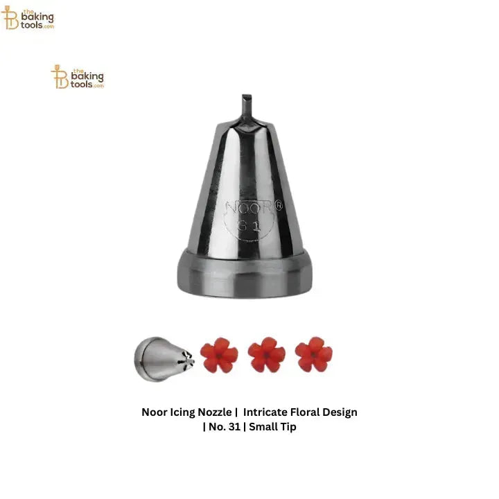 Noor Icing Nozzle | Intricate Floral Design | No. 31 | Small Tip - thebakingtools.com