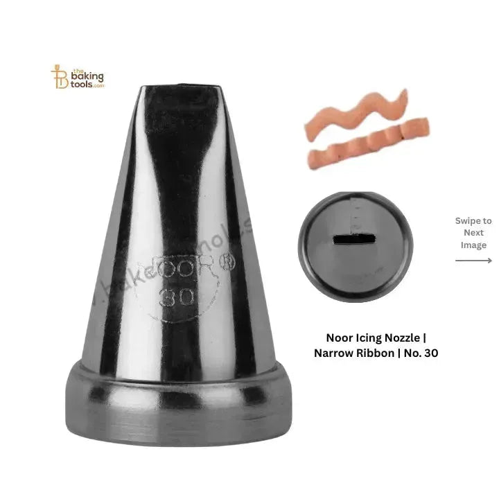 Noor Icing Nozzle | Narrow Ribbon | No. 30 | Small Tip - thebakingtools.com