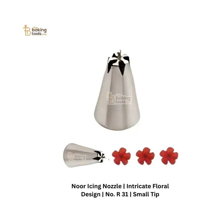 Noor Icing Nozzle | Intricate Floral Design | No. R 31 | Small Tip - thebakingtools.com