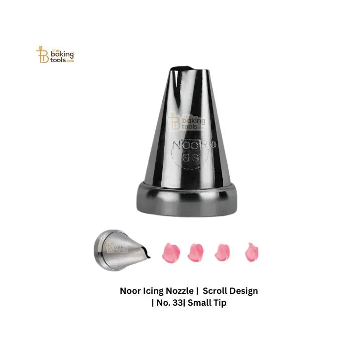 Noor Icing Nozzle | Scroll Design | No. 33 | Small Tip - thebakingtools.com