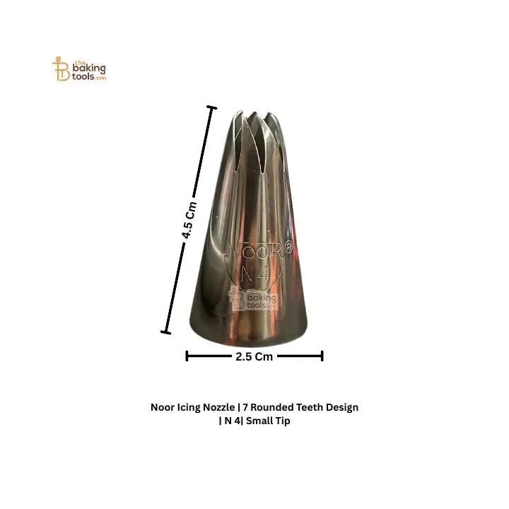 Noor Icing Nozzle | 7 Rounded Teeth Design | N-4 | Small Tip - thebakingtools.com