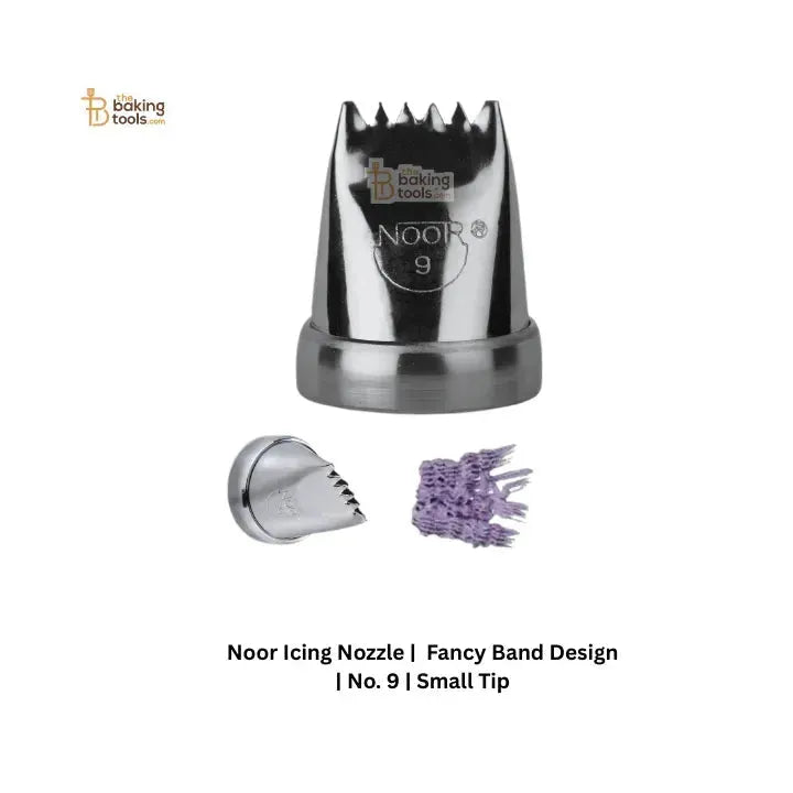 Noor Icing Nozzle | Fancy Band Design | No. 9 | Small Tip - thebakingtools.com