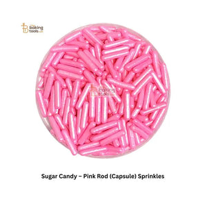 Sugar Candy – Pink Rod (Capsule) Sprinkles | Edible Cake Decoration for Cupcakes, Cookies &amp; Desserts - thebakingtools.com