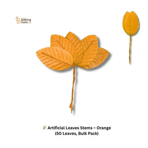 Artificial Leaves Stems – Orange (50 Pcs Leaf) - thebakingtools.com
