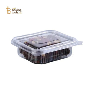 Hinged Pet Container For Brownie Flat Lid 100ml Pack of 50 (NO COD) - thebakingtools.com