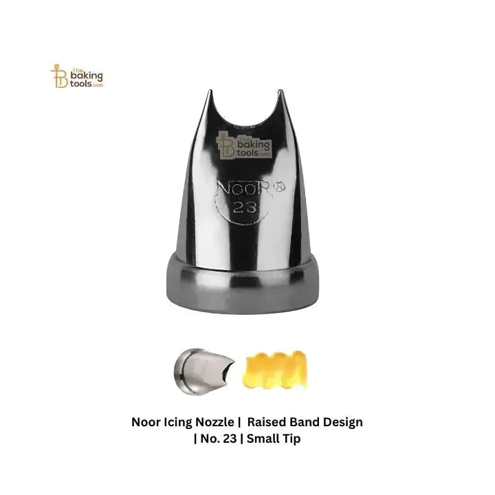 Noor Icing Nozzle | Raised Band Design | No. 23 | Small Tip - thebakingtools.com