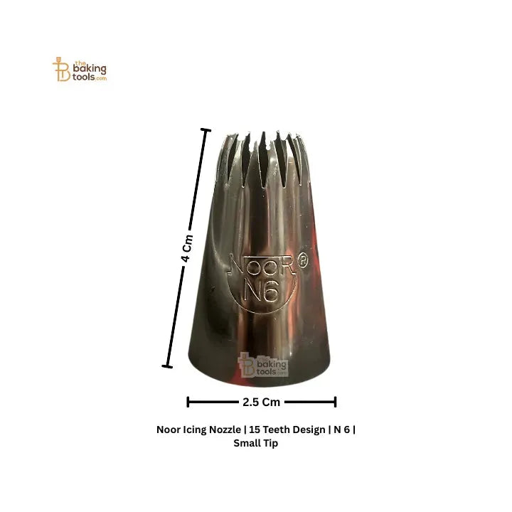 Noor Icing Nozzle |15 Teeth Design | N-6 | Small Tip - thebakingtools.com