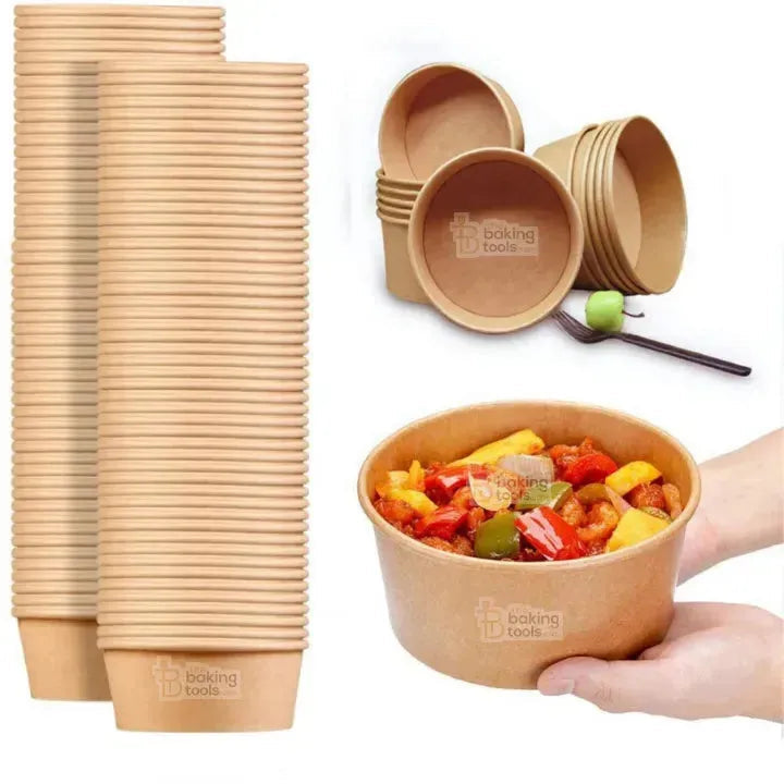 Craft Paper Brownie (Salad / Dessert) Bowl | 500ml – Pack of 10 - thebakingtools.com