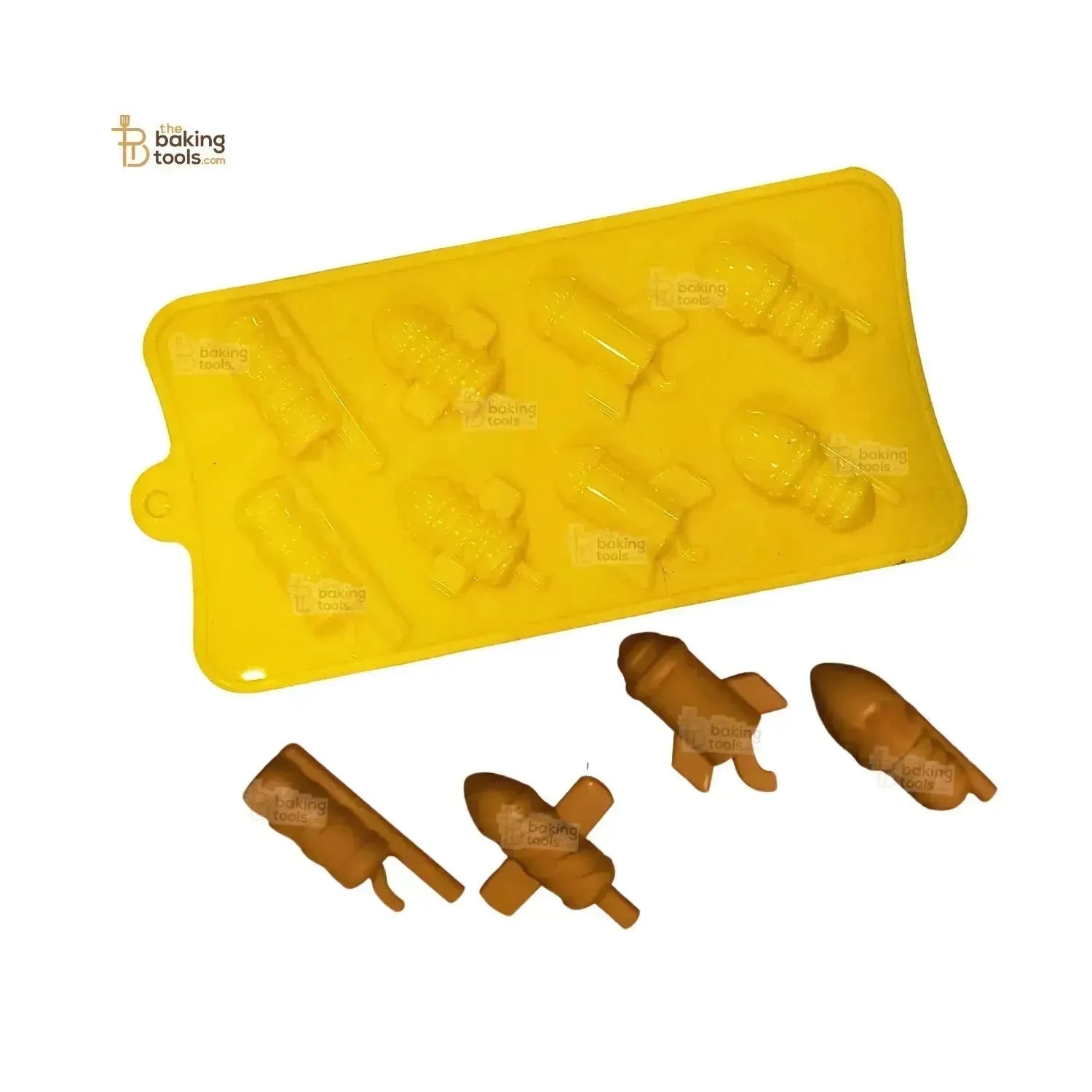 4 Cavity Diwali Rocket Shape Diwali Firecracker Silicone Chocolate Mould - thebakingtools.com