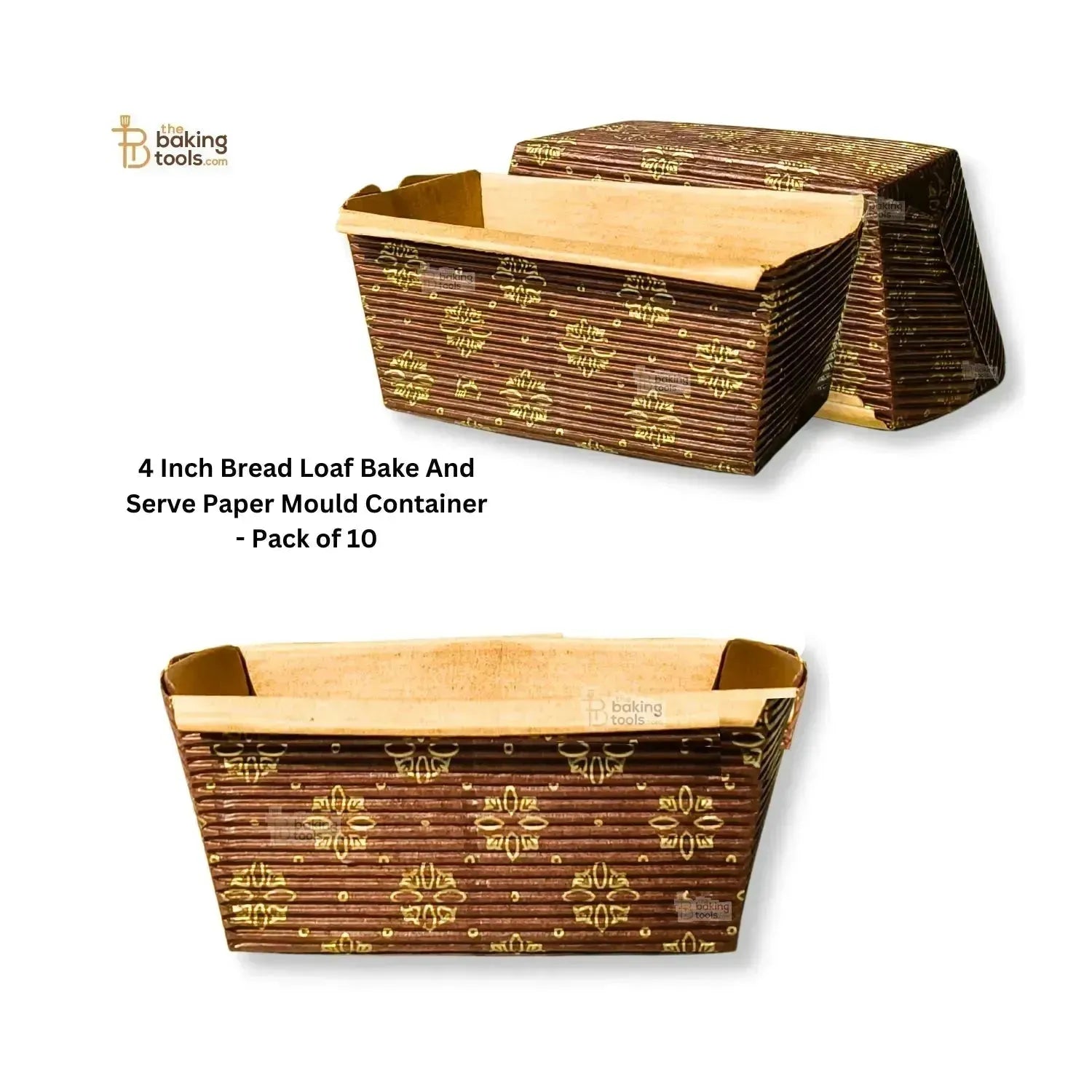 4 Inch Bread Loaf Bake And Serve Paper Mould Container - Pack of 10 - thebakingtools.com