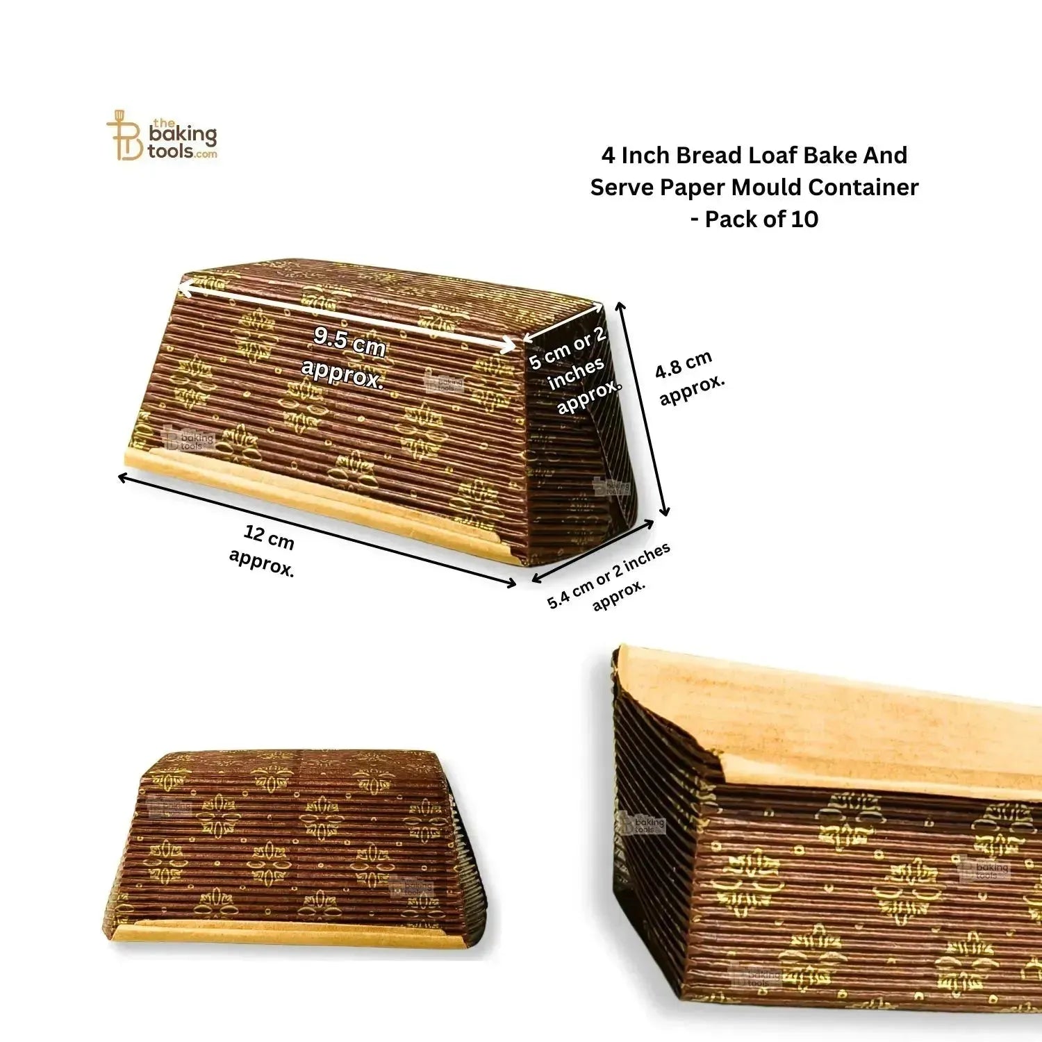 4 Inch Bread Loaf Bake And Serve Paper Mould Container - Pack of 10 - thebakingtools.com