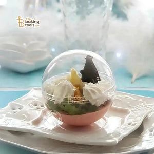 4 Inches Clear Acrylic Ball For Cake & Desert Presentation Globe Mousse Tub (Pack of 10) - thebakingtools.com
