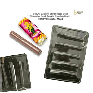 5 Cavity Big Laxmi Bomb Shaped Diwali Firecracker Plastic Patakha Chocolate Mould - 037 | PVC Chocolate Mould - thebakingtools.com