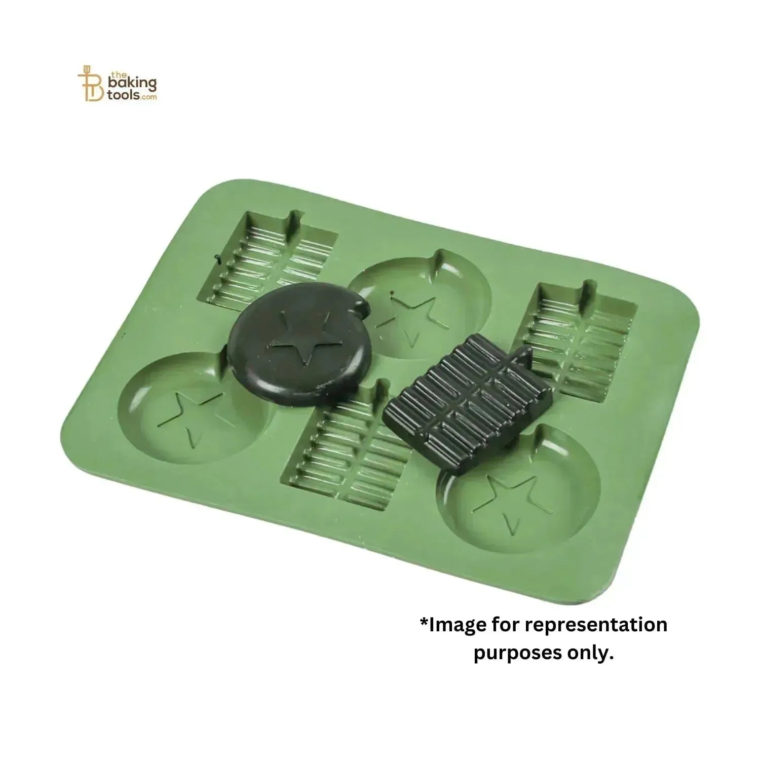 6 Cavity Diwali Ladi Bomb and Jamin Chakkar (Chakari) Cracker Shape Diwali Firecracker Silicone Chocolate Mould - thebakingtools.com