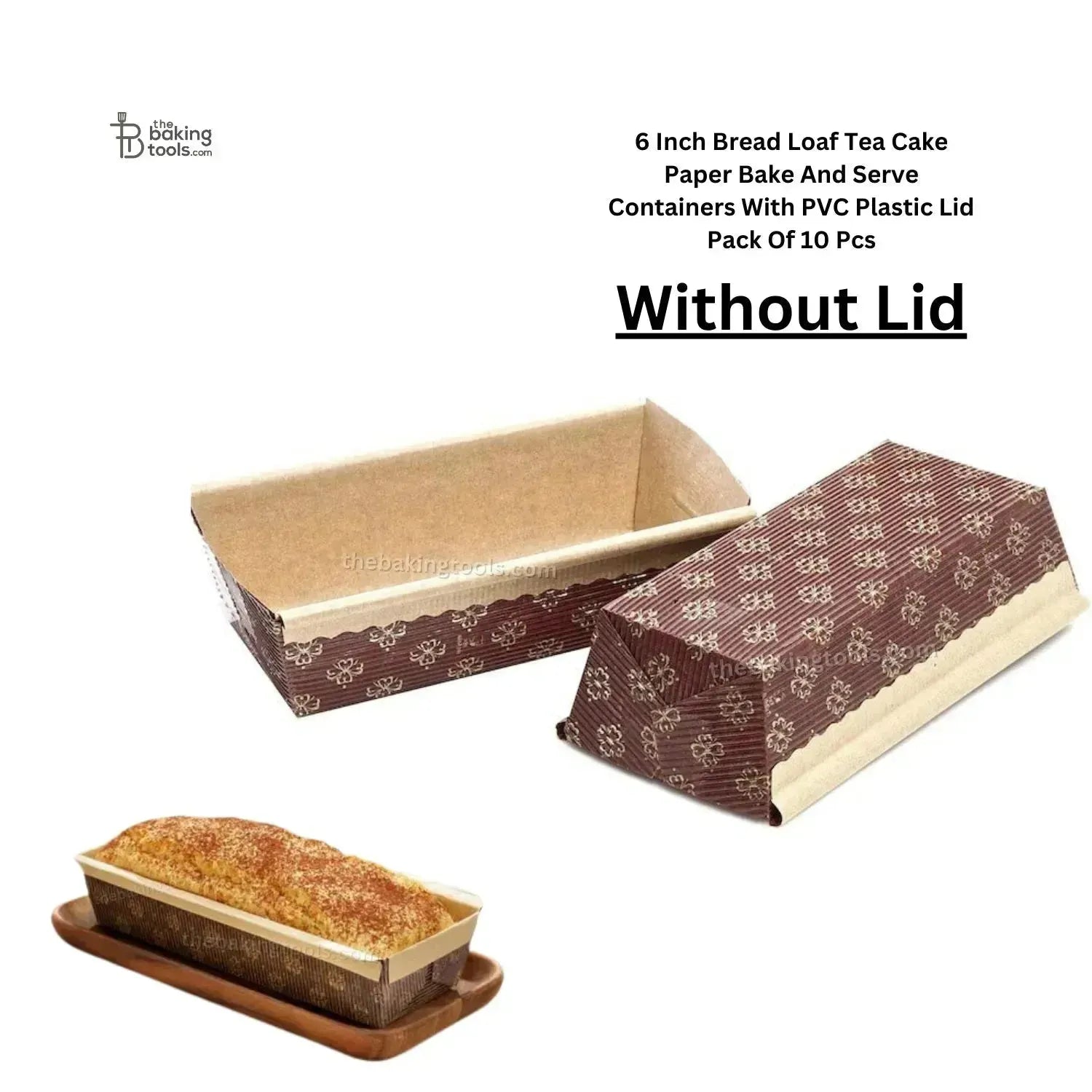 6 Inch Bread Loaf Plum Cake Bake And Serve Mould Container (Pack Of 10) - thebakingtools.com