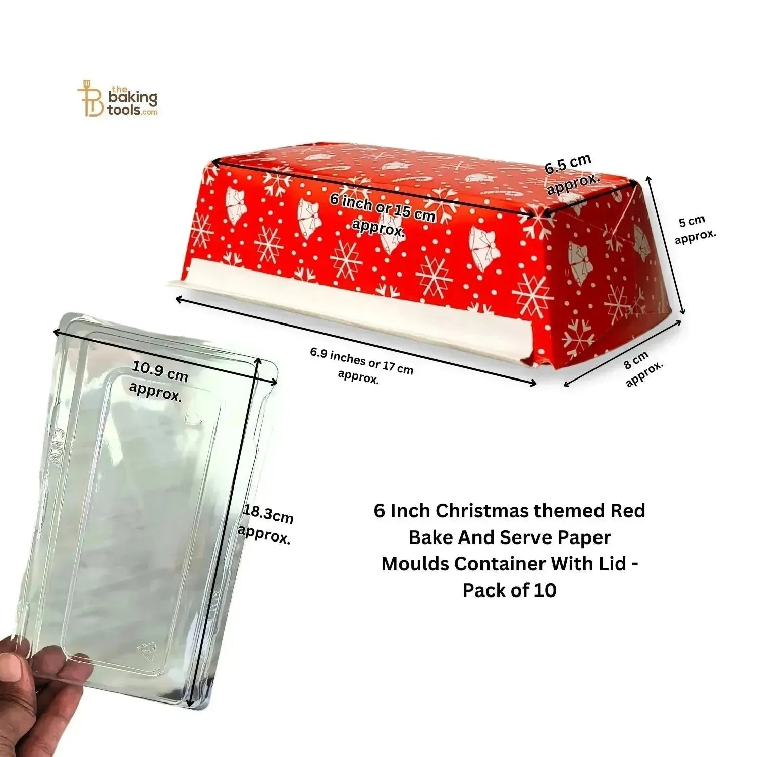 6 Inch Christmas Red Bake And Serve Paper Moulds Plump Loaf Direct Baking Container - Pack of 10 - thebakingtools.com