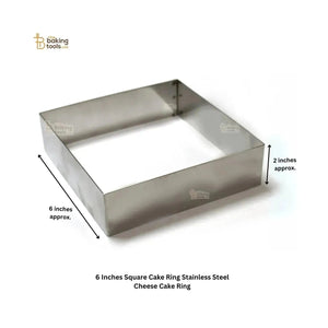 6 Inches Square Cake Ring Stainless Steel Cheese Cake Ring - thebakingtools.com