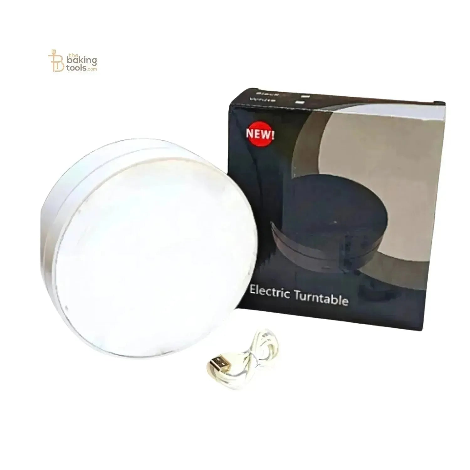 5.5 Inch 360 Degree White Electric Rotating Turntable - thebakingtools.com
