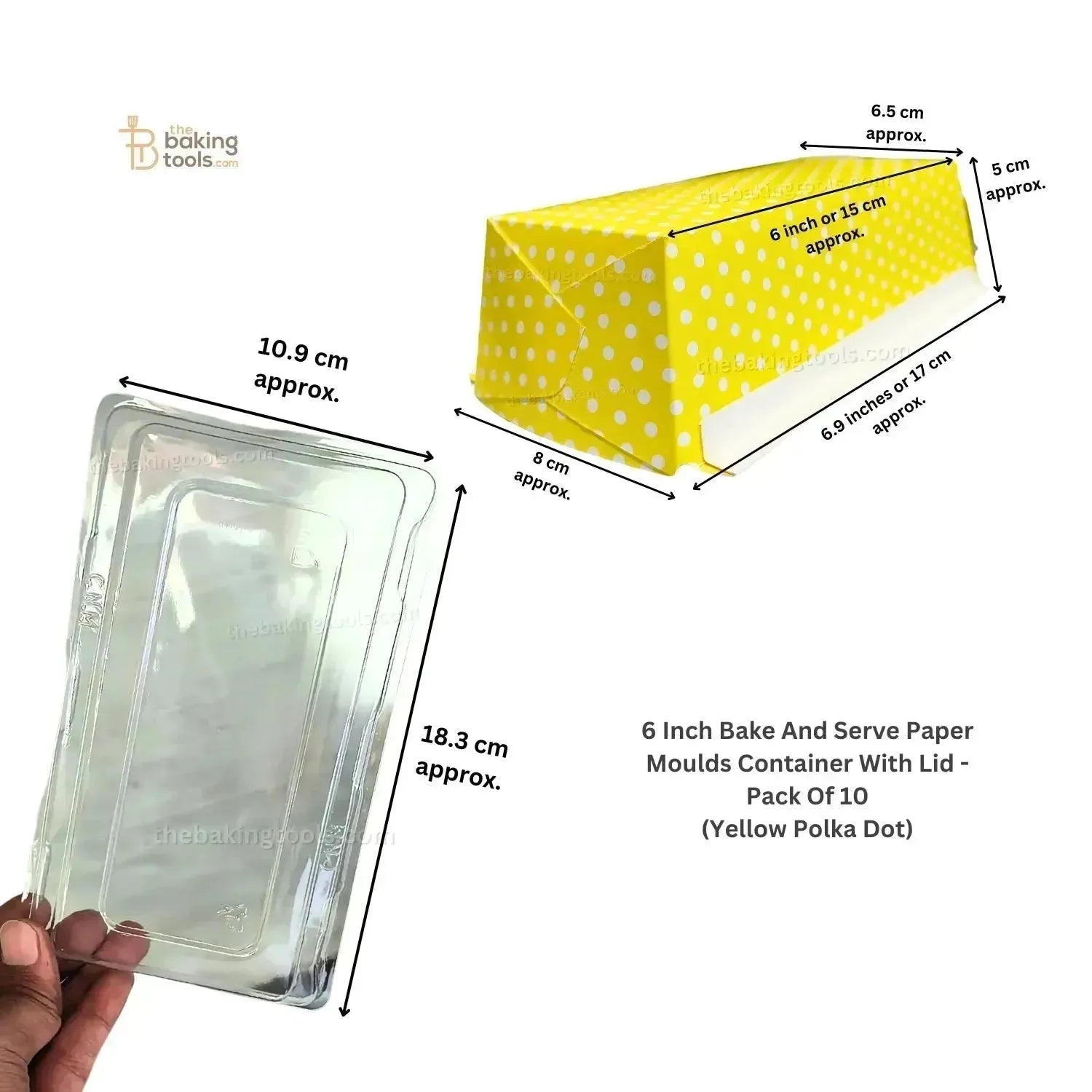6 Inch Polka Dot Yellow Bake And Serve Paper Moulds Plump Loaf Direct Baking Container - Pack of 10 - thebakingtools.com