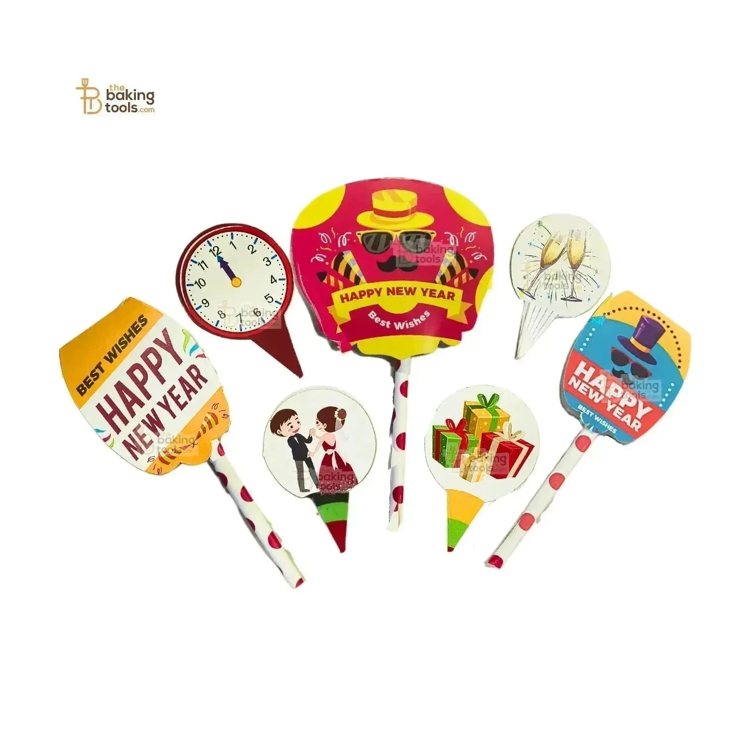 7 Pcs Happy New Year Cake Topper Paper Cake Topper Cake Decorations - thebakingtools.com