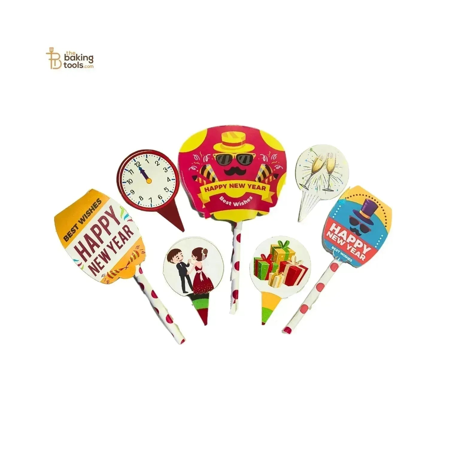 7 Pcs Happy New Year Cake Topper Paper Cake Topper Cake Decorations - thebakingtools.com