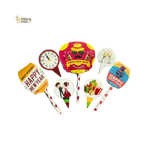 7 Pcs Happy New Year Cake Topper Paper Cake Topper Cake Decorations - thebakingtools.com