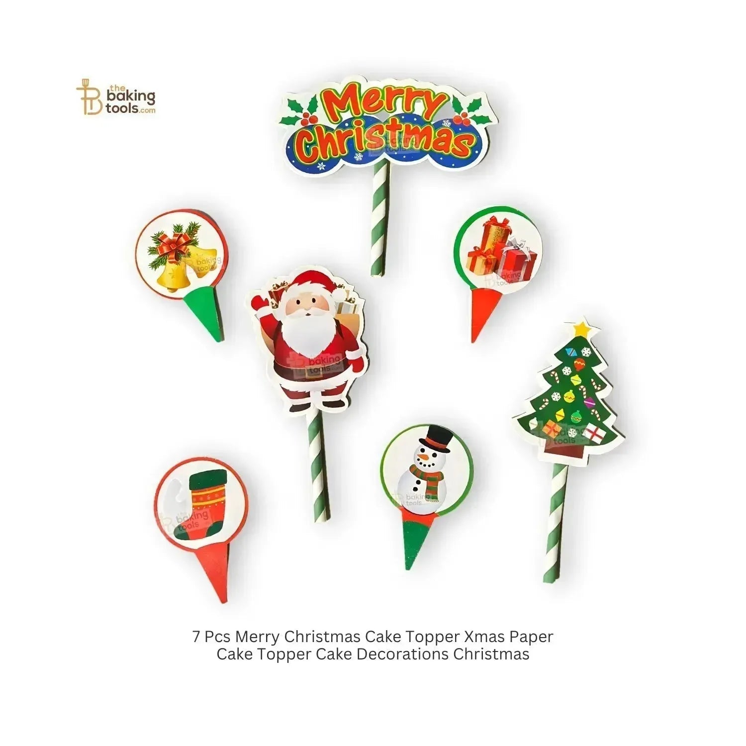 7 Pcs Merry Christmas Cake Topper Xmas Paper Cake Topper Cake Decorations Christmas - thebakingtools.com