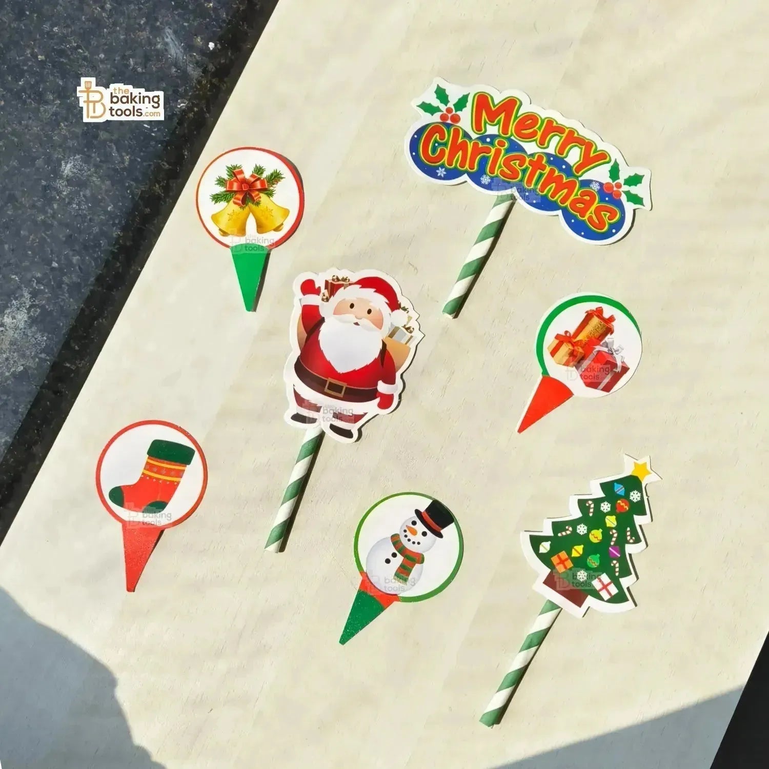 7 Pcs Merry Christmas Cake Topper Xmas Paper Cake Topper Cake Decorations Christmas - thebakingtools.com