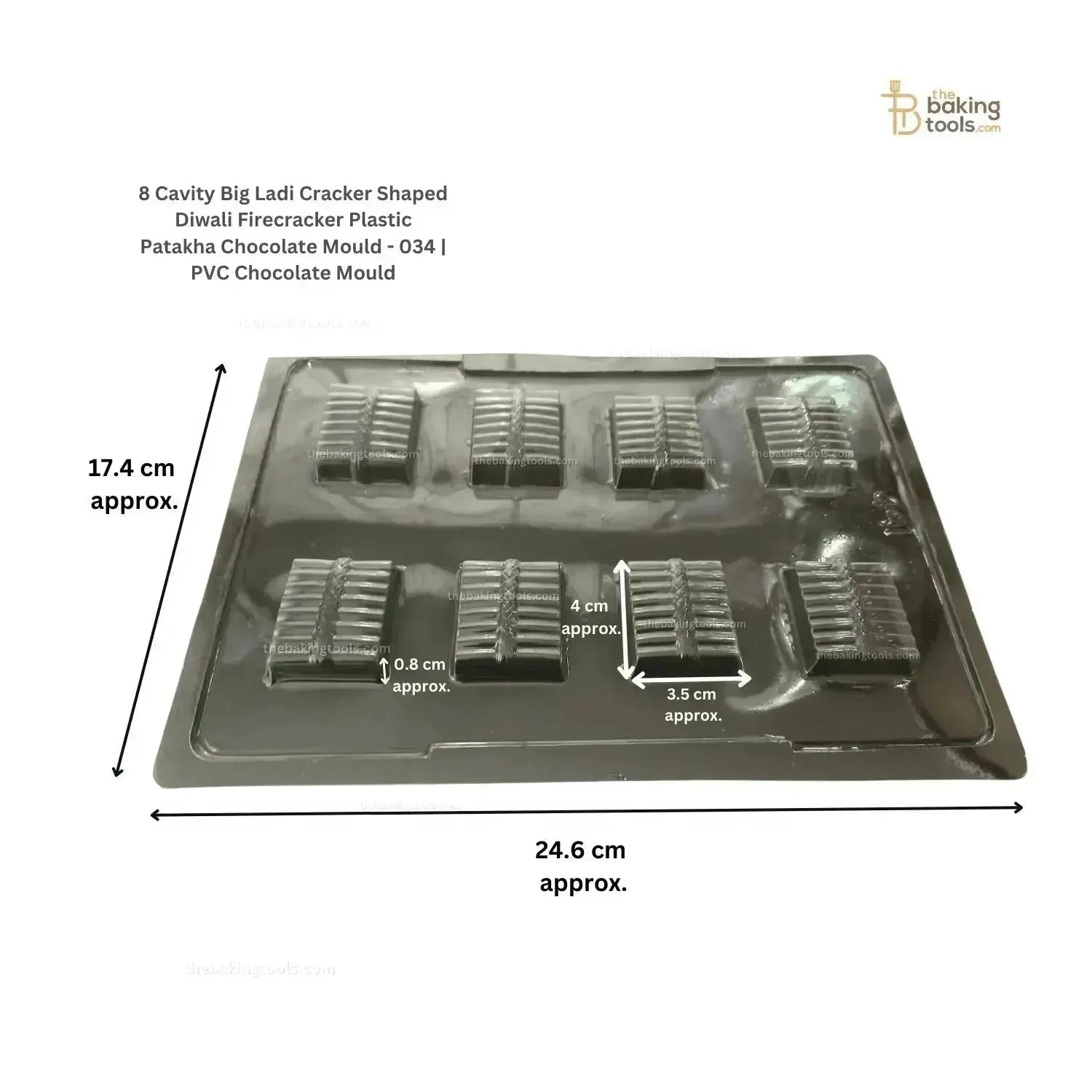 8 Cavity Big Ladi Cracker Shaped Diwali Firecracker Plastic Patakha Chocolate Mould - 034 | PVC Chocolate Mould - thebakingtools.com
