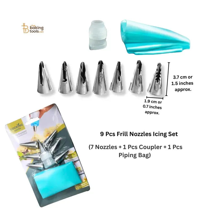 9 Pcs Frill Nozzles Set | Ruffle Nozzle Set | Icing Tips | The Baking Tools - thebakingtools.com