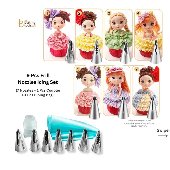 9 Pcs Frill Nozzles Set | Ruffle Nozzle Set | Icing Tips | The Baking Tools - thebakingtools.com