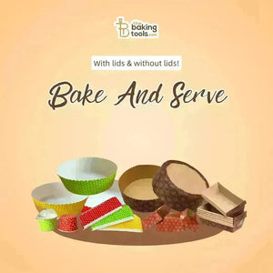 5 Inch Round Polka Dot Green Bake And Serve Plum Cake Mould Container - Pack of 10 - thebakingtools.com
