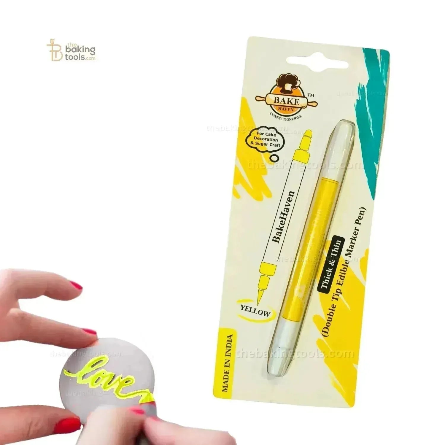 Bakehaven Edible Yellow Marker Pen With Double Tip | The Baking Tools - thebakingtools.com