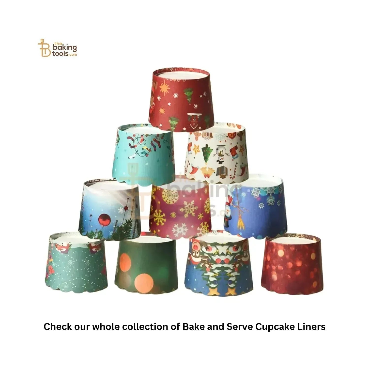 Christmas Bake And Serve Cupcake Liners (Pack Of 50) - 001 - thebakingtools.com