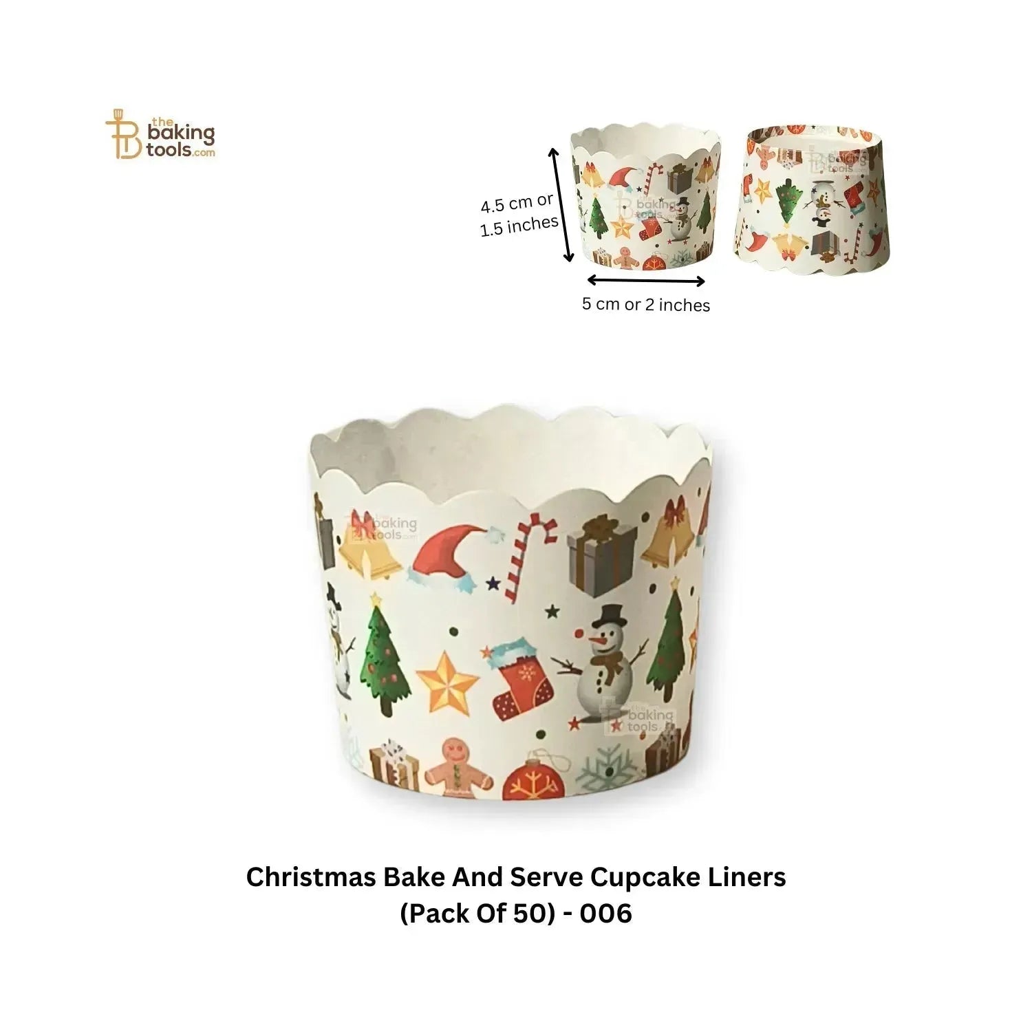 Christmas Bake And Serve Cupcake Liners (Pack Of 50) - 006 - thebakingtools.com