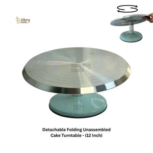 Detachable Folding Unassembled Cake Turntable - 360 Degrees Cake Turntable (12 Inch) - thebakingtools.com