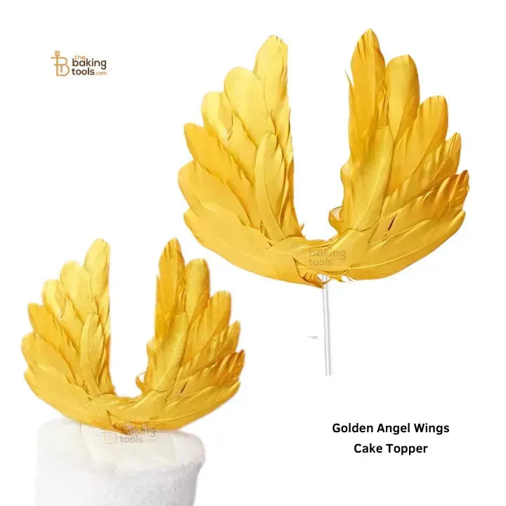 Angel Wings Golden Feather Cake Toppers - thebakingtools.com
