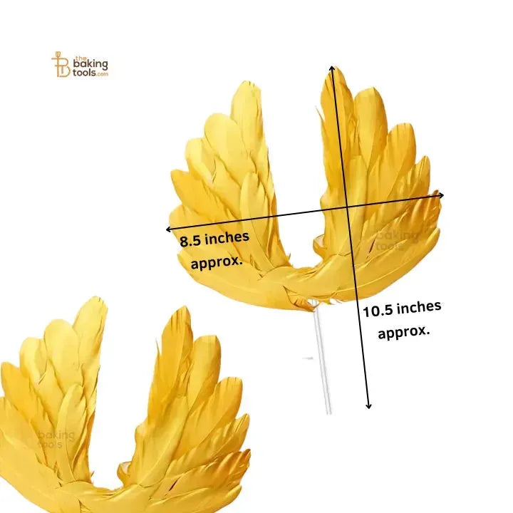 Angel Wings Golden Feather Cake Toppers - thebakingtools.com