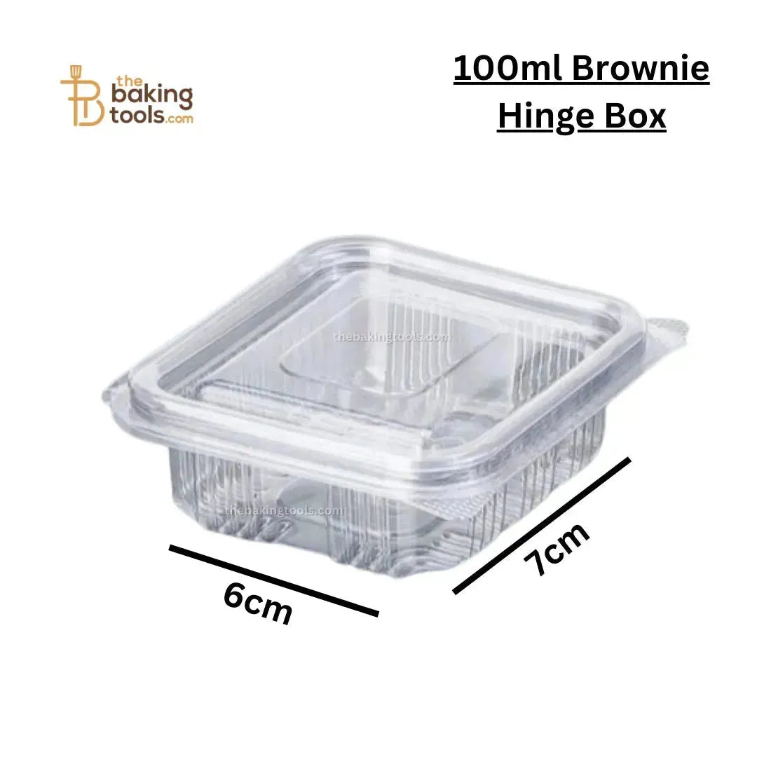 Hinged Pet Container For Brownie Flat Lid 100ml Pack of 50 (NO COD) - thebakingtools.com