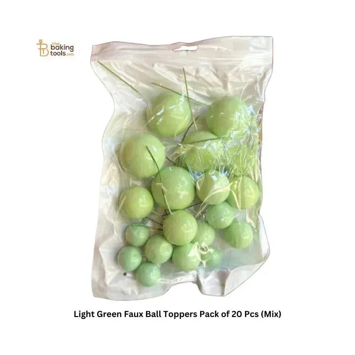 Light Green Faux Ball Toppers Pack of 20 Pcs (Mix) - thebakingtools.com