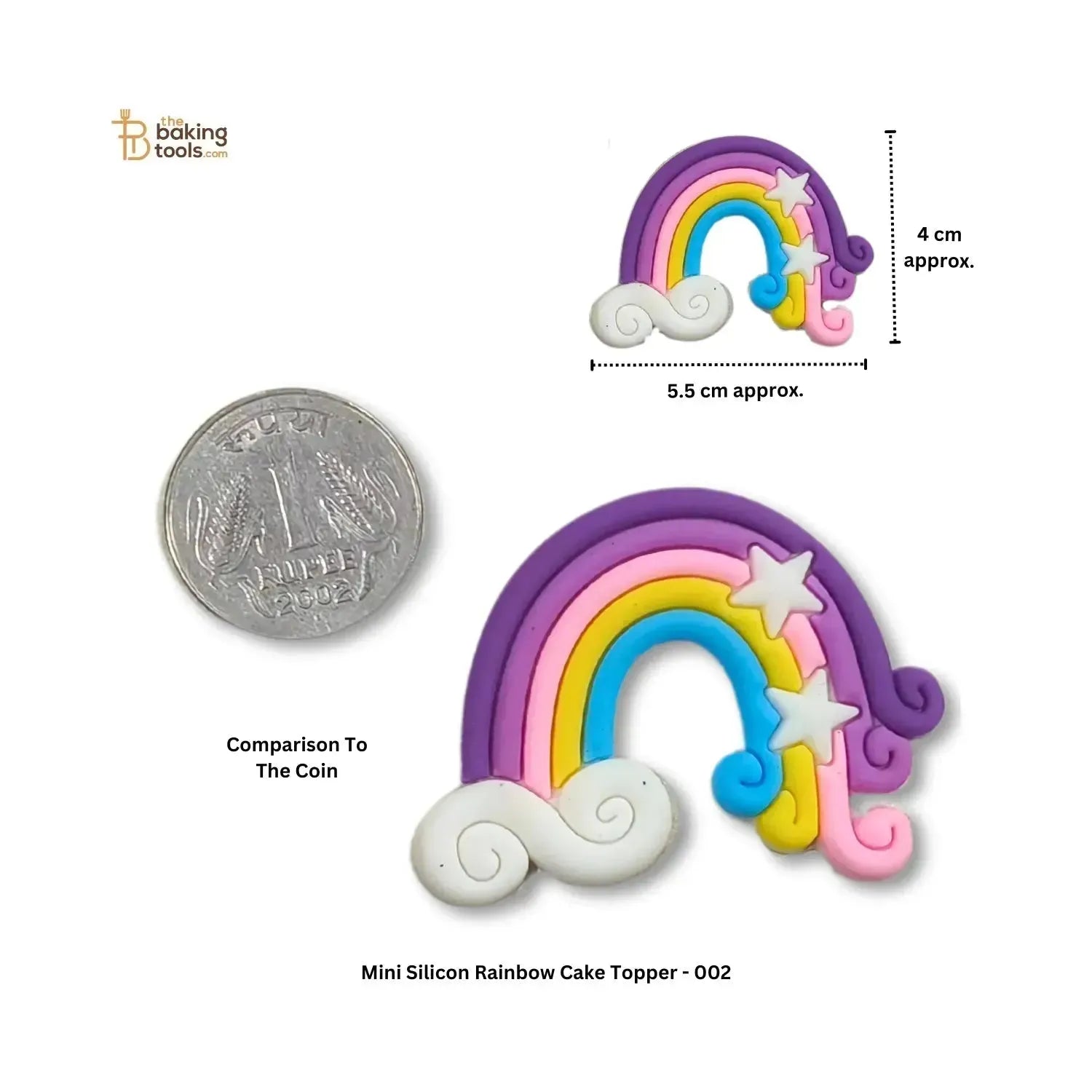 Mini Silicon Rainbow Cake Topper - 002 - thebakingtools.com